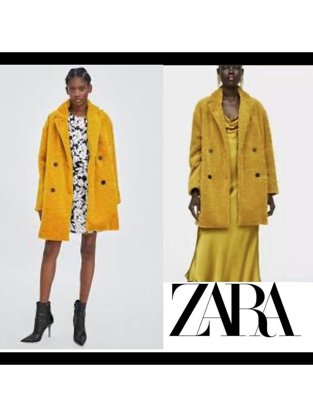 ZARA NWOT mustard yellow oversized teddy coat size extra small